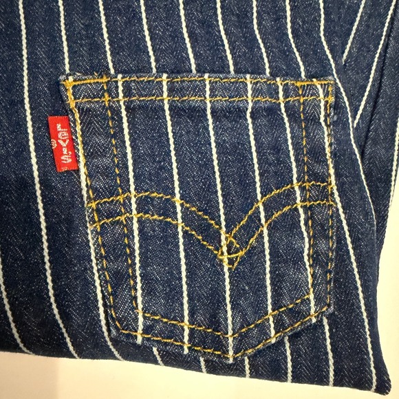 Levi's Other - Levi's Baby Conductor Stripe Denim Overalls 12M NWT‎ Choo Choo Train